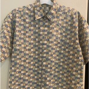 Vintage Via Veneto Mens Lg. Shirt Short Sleeve Button Up 100% Cotton